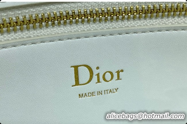 Hot Style Dior Small Dior Médaillon Flap Bag in White Grained Calfskin 6072566 2026