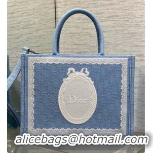 Good Quality Dior Medium Dior Book Tote with Strap in Blue Dior Oblique Jacquard and Dior Médaillon 6090242 2026