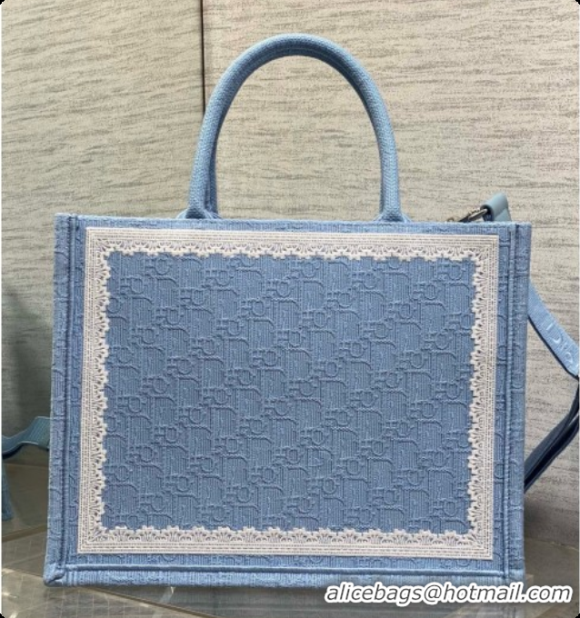 Good Quality Dior Medium Dior Book Tote with Strap in Blue Dior Oblique Jacquard and Dior Médaillon 6090242 2026