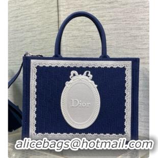 Buy Discount Dior Medium Dior Book Tote with Strap in Deep Blue Dior Oblique Jacquard and Dior Médaillon 6090244 2026