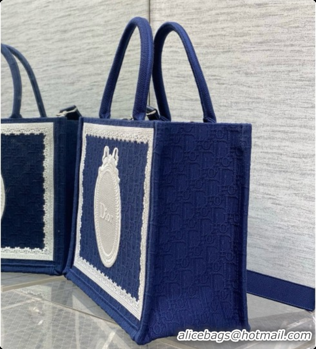 Buy Discount Dior Medium Dior Book Tote with Strap in Deep Blue Dior Oblique Jacquard and Dior Médaillon 6090244 2026