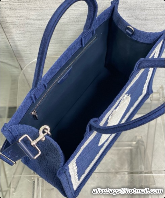 Buy Discount Dior Medium Dior Book Tote with Strap in Deep Blue Dior Oblique Jacquard and Dior Médaillon 6090244 2026