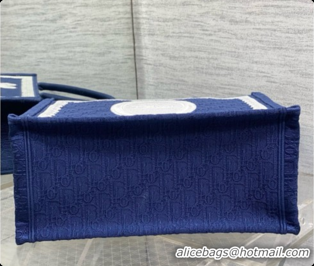 Buy Discount Dior Medium Dior Book Tote with Strap in Deep Blue Dior Oblique Jacquard and Dior Médaillon 6090244 2026