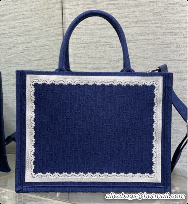 Buy Discount Dior Medium Dior Book Tote with Strap in Deep Blue Dior Oblique Jacquard and Dior Médaillon 6090244 2026