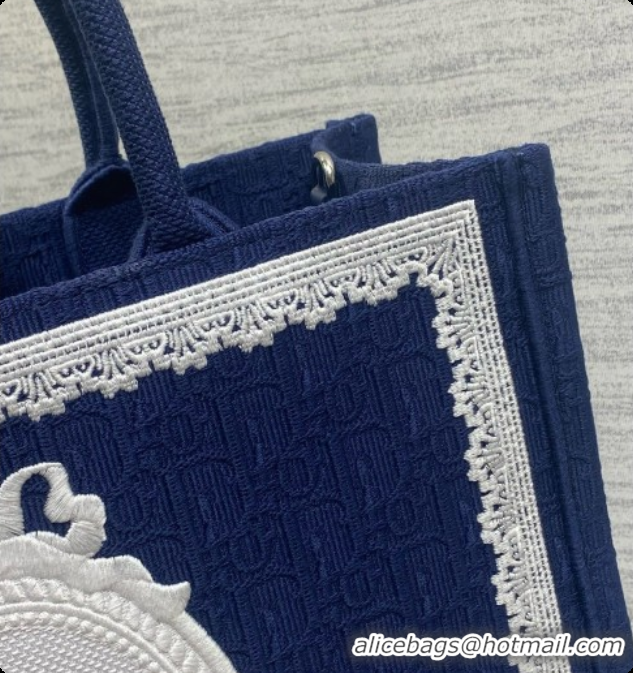 Buy Discount Dior Medium Dior Book Tote with Strap in Deep Blue Dior Oblique Jacquard and Dior Médaillon 6090244 2026