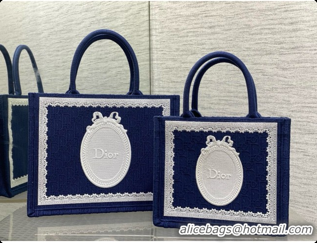 Buy Discount Dior Medium Dior Book Tote with Strap in Deep Blue Dior Oblique Jacquard and Dior Médaillon 6090244 2026