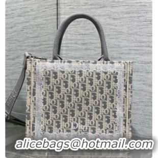 Best Grade Dior New Small Dior Book Tote with Strap in Grey Dior Oblique Jacquard 6090236 2026
