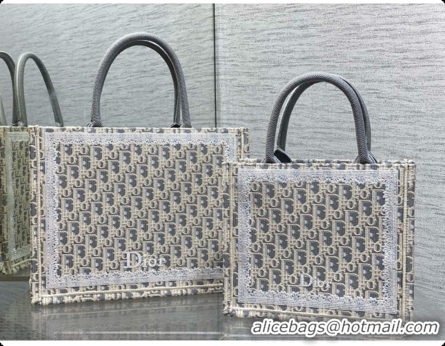 Best Grade Dior New Small Dior Book Tote with Strap in Grey Dior Oblique Jacquard 6090236 2026
