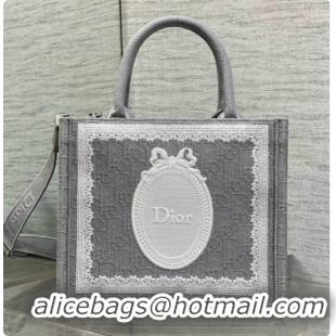 Buy Discount Dior New Small Dior Book Tote with Strap in Grey Dior Oblique Jacquard and Dior Médaillon 6090238 2026