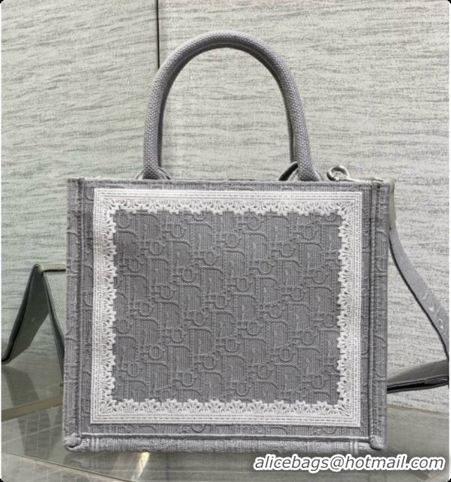 Buy Discount Dior New Small Dior Book Tote with Strap in Grey Dior Oblique Jacquard and Dior Médaillon 6090238 2026
