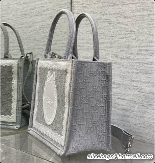 Buy Discount Dior New Small Dior Book Tote with Strap in Grey Dior Oblique Jacquard and Dior Médaillon 6090238 2026