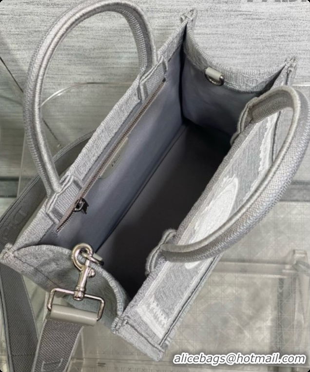 Buy Discount Dior New Small Dior Book Tote with Strap in Grey Dior Oblique Jacquard and Dior Médaillon 6090238 2026
