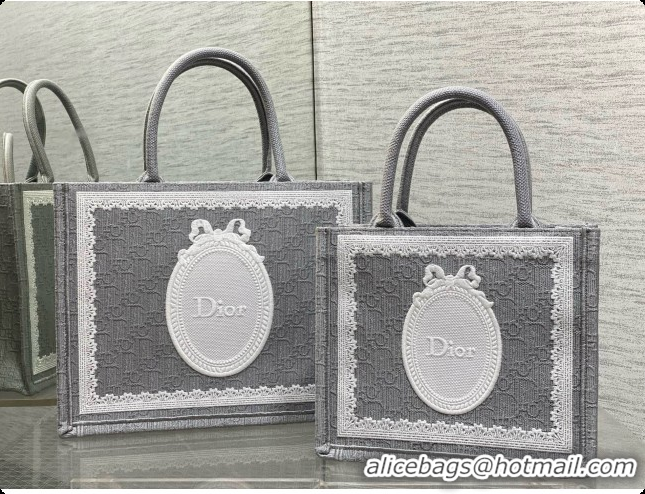 Buy Discount Dior New Small Dior Book Tote with Strap in Grey Dior Oblique Jacquard and Dior Médaillon 6090238 2026