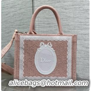 Top Quality Dior New Small Dior Book Tote with Strap in Pink Dior Oblique Jacquard and Dior Médaillon 6090241 2026