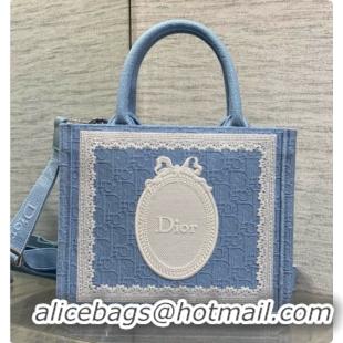Buy Duplicate Dior New Small Dior Book Tote with Strap in Blue Dior Oblique Jacquard and Dior Médaillon 6090243 2026