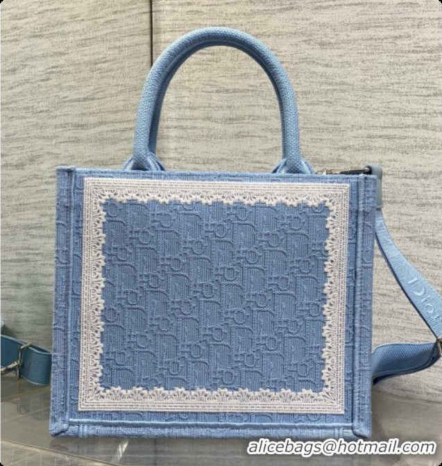 Buy Duplicate Dior New Small Dior Book Tote with Strap in Blue Dior Oblique Jacquard and Dior Médaillon 6090243 2026