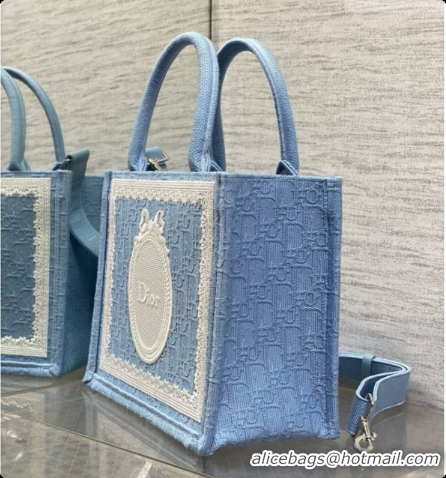 Buy Duplicate Dior New Small Dior Book Tote with Strap in Blue Dior Oblique Jacquard and Dior Médaillon 6090243 2026