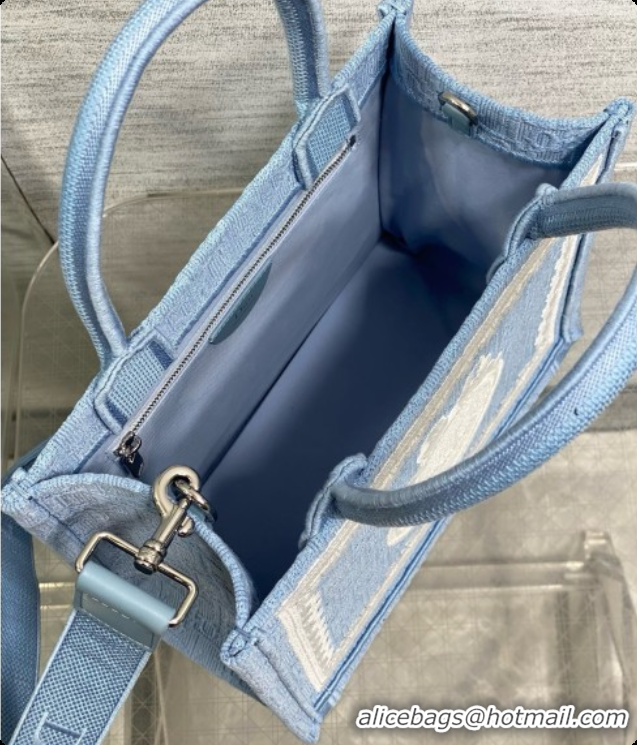 Buy Duplicate Dior New Small Dior Book Tote with Strap in Blue Dior Oblique Jacquard and Dior Médaillon 6090243 2026