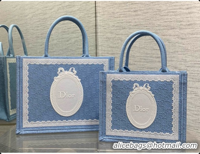 Buy Duplicate Dior New Small Dior Book Tote with Strap in Blue Dior Oblique Jacquard and Dior Médaillon 6090243 2026