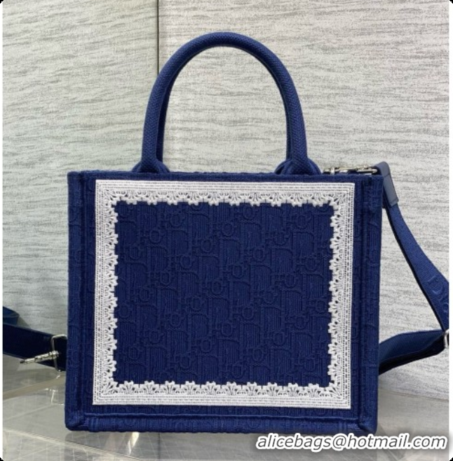 Top Quality Dior New Small Dior Book Tote with Strap in Deep Blue Dior Oblique Jacquard and Dior Médaillon 6090245 2026