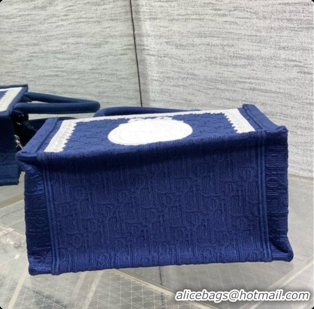 Top Quality Dior New Small Dior Book Tote with Strap in Deep Blue Dior Oblique Jacquard and Dior Médaillon 6090245 2026