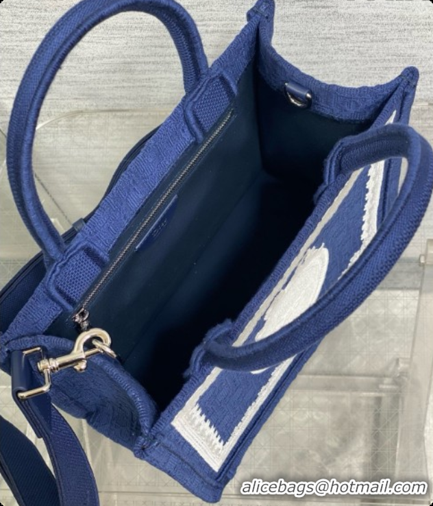 Top Quality Dior New Small Dior Book Tote with Strap in Deep Blue Dior Oblique Jacquard and Dior Médaillon 6090245 2026
