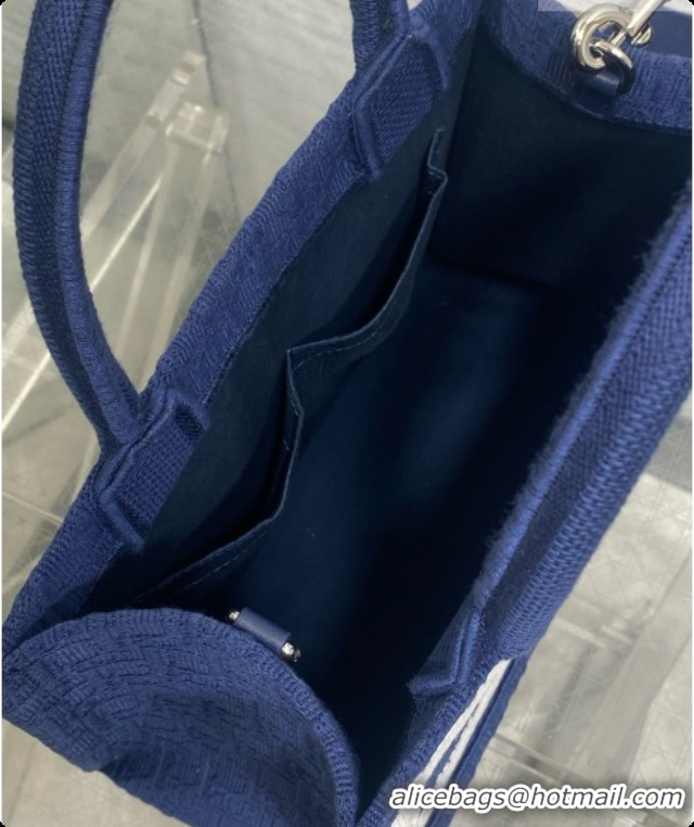 Top Quality Dior New Small Dior Book Tote with Strap in Deep Blue Dior Oblique Jacquard and Dior Médaillon 6090245 2026