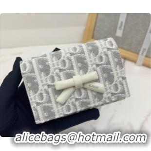 Duplicate Dior Promenade Glycine Wallet in Latte and Gray Dior Oblique Jacquard D090249 2026