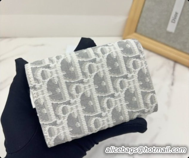 Duplicate Dior Promenade Glycine Wallet in Latte and Gray Dior Oblique Jacquard D090249 2026