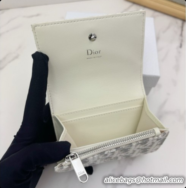 Duplicate Dior Promenade Glycine Wallet in Latte and Gray Dior Oblique Jacquard D090249 2026