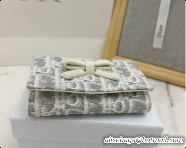 Duplicate Dior Promenade Glycine Wallet in Latte and Gray Dior Oblique Jacquard D090249 2026