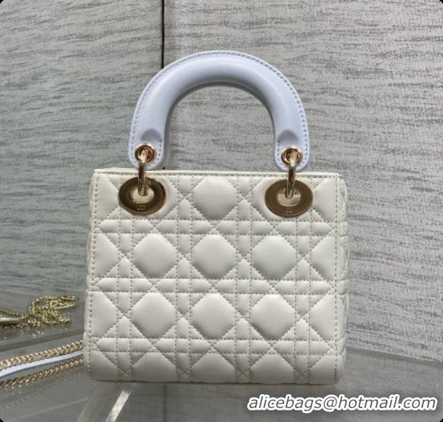 Affordable Price Dior Mini Lady Dior Bag in Cannage Lambskin with Bow D090251 White/Light Blue 2026