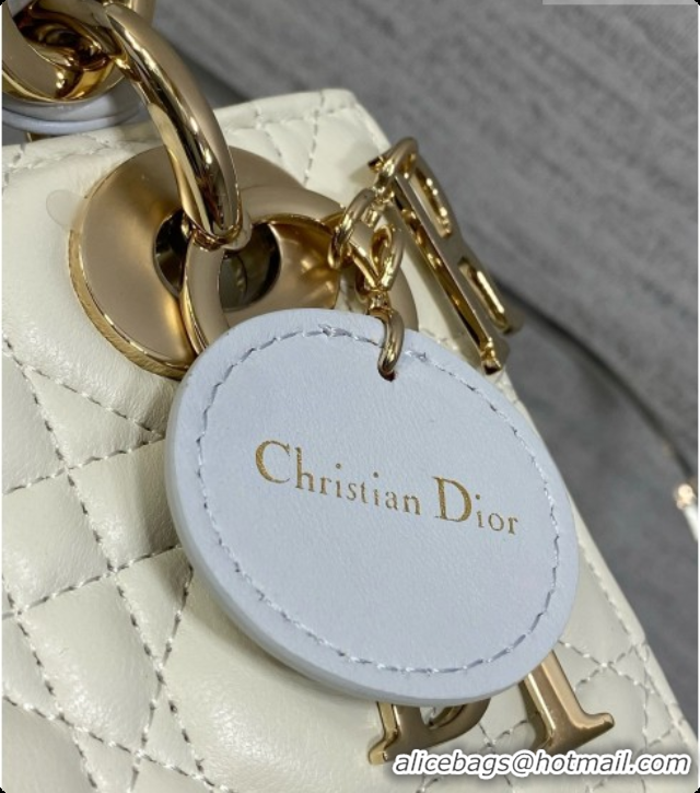 Affordable Price Dior Mini Lady Dior Bag in Cannage Lambskin with Bow D090251 White/Light Blue 2026