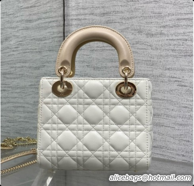 Best Quality Dior Mini Lady Dior Bag in Cannage Lambskin with Bow D090252 White/Beige 2026