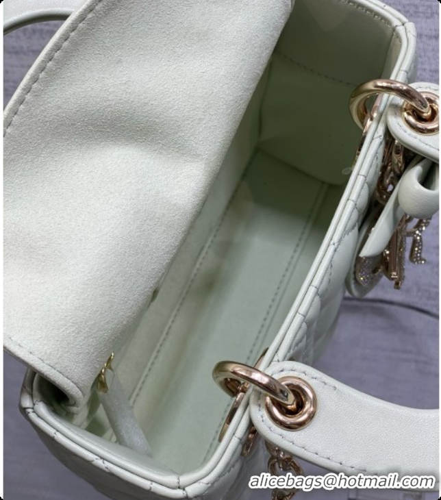 Low Price Dior Mini Lady Dior Bag in Cannage Lambskin with Bow D090254 Light Green 2026