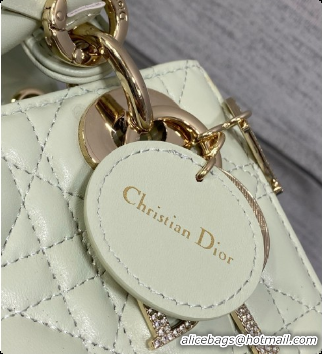 Low Price Dior Mini Lady Dior Bag in Cannage Lambskin with Bow D090254 Light Green 2026