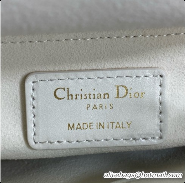 Top Quality Dior Mini Lady Dior Bag in Cannage Lambskin with Bow D090255 White/Pink 2026