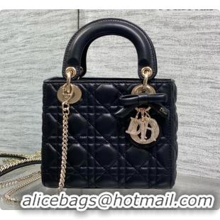 Most Popular Dior Mini Lady Dior Bag in Cannage Lambskin with Bow D090256 Black 2026