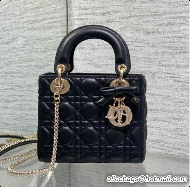 Most Popular Dior Mini Lady Dior Bag in Cannage Lambskin with Bow D090256 Black 2026