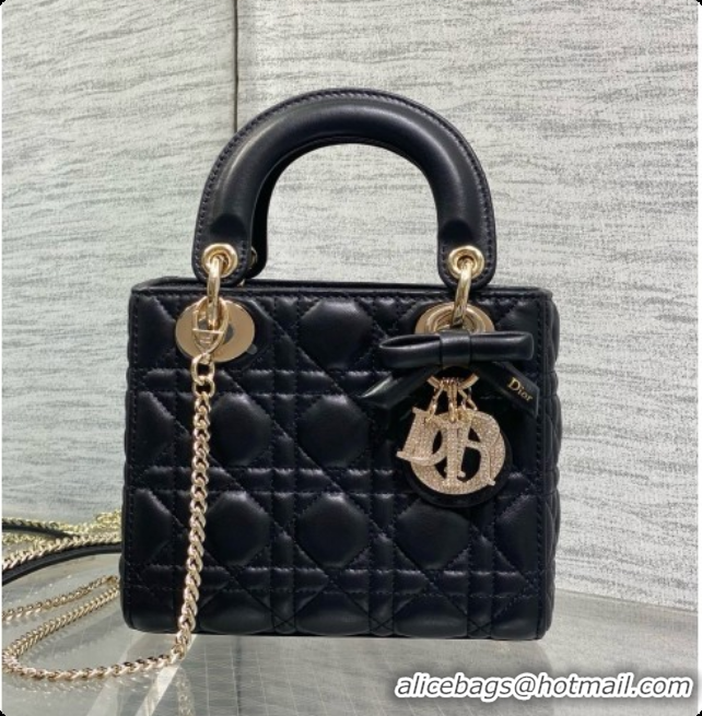 Most Popular Dior Mini Lady Dior Bag in Cannage Lambskin with Bow D090256 Black 2026