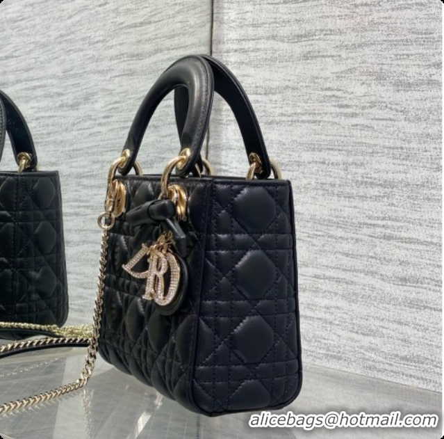 Most Popular Dior Mini Lady Dior Bag in Cannage Lambskin with Bow D090256 Black 2026