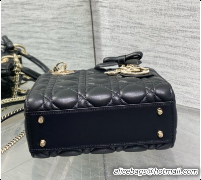 Most Popular Dior Mini Lady Dior Bag in Cannage Lambskin with Bow D090256 Black 2026