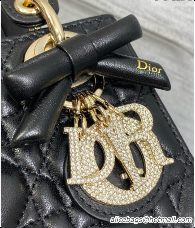 Most Popular Dior Mini Lady Dior Bag in Cannage Lambskin with Bow D090256 Black 2026