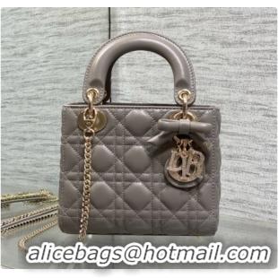 Best Luxury Dior Mini Lady Dior Bag in Cannage Lambskin with Bow D090258 Grey 2026