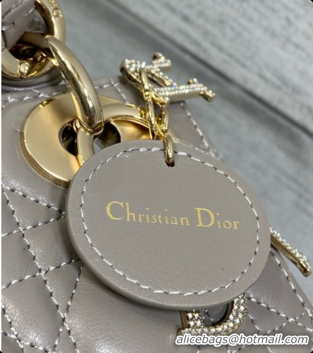 Best Luxury Dior Mini Lady Dior Bag in Cannage Lambskin with Bow D090258 Grey 2026