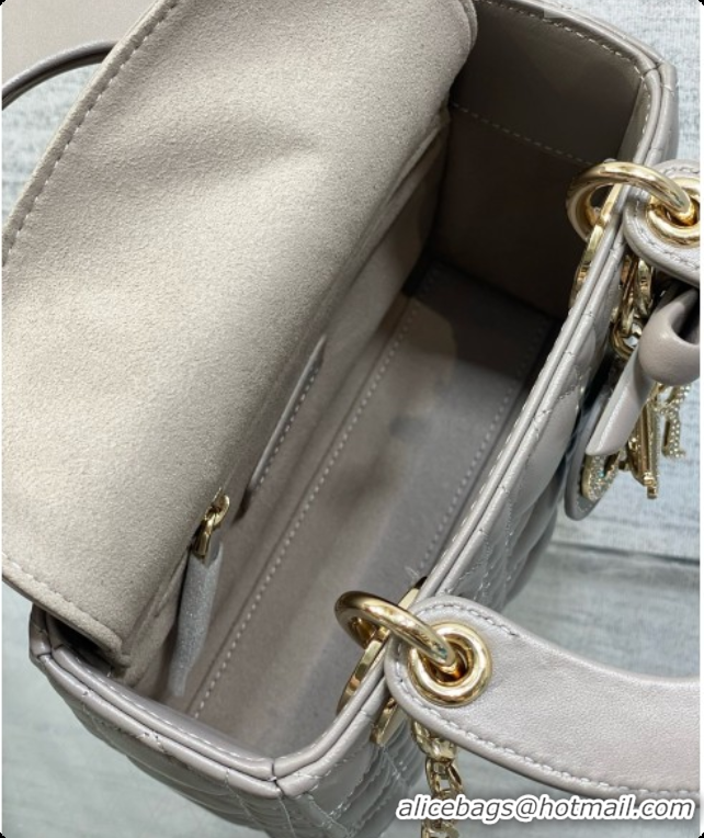 Best Luxury Dior Mini Lady Dior Bag in Cannage Lambskin with Bow D090258 Grey 2026