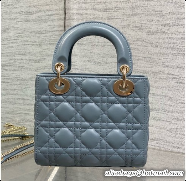 Grade Dior Mini Lady Dior Bag in Cannage Lambskin with Bow D090259 Haze Blue 2026