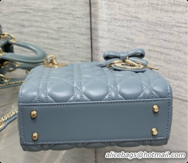 Grade Dior Mini Lady Dior Bag in Cannage Lambskin with Bow D090259 Haze Blue 2026
