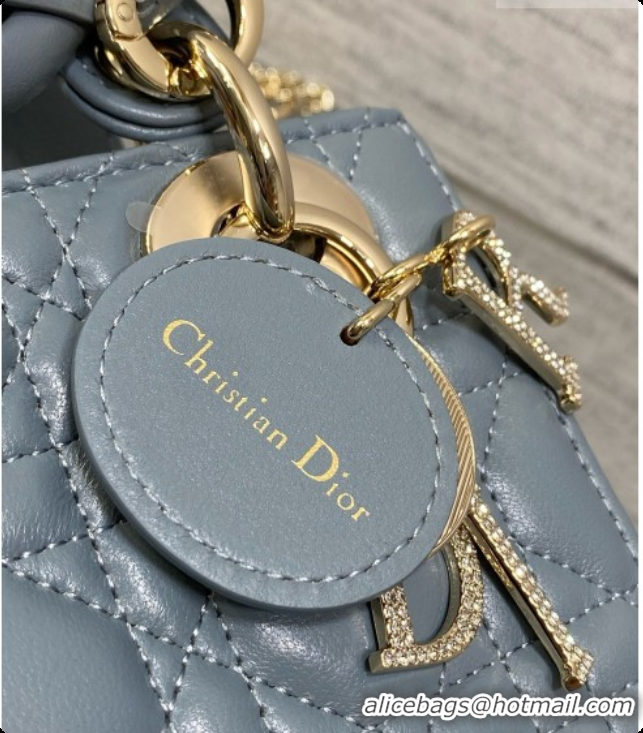 Grade Dior Mini Lady Dior Bag in Cannage Lambskin with Bow D090259 Haze Blue 2026