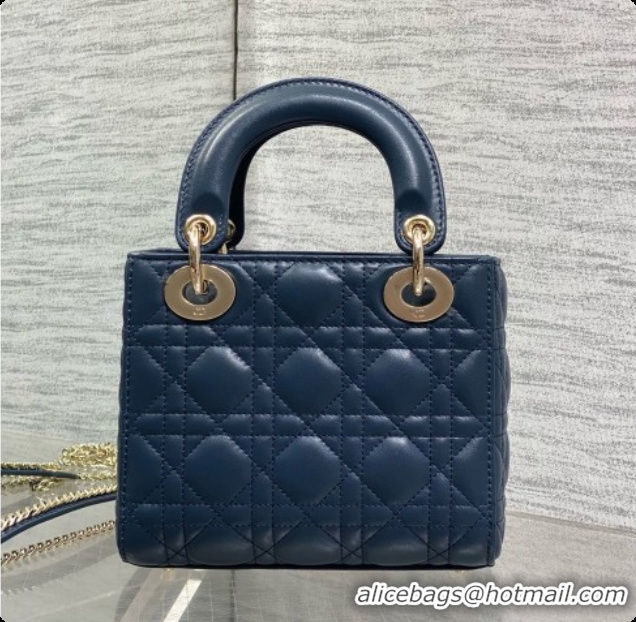 Reasonable Price Dior Mini Lady Dior Bag in Cannage Lambskin with Bow D090260 Dark Blue 2026